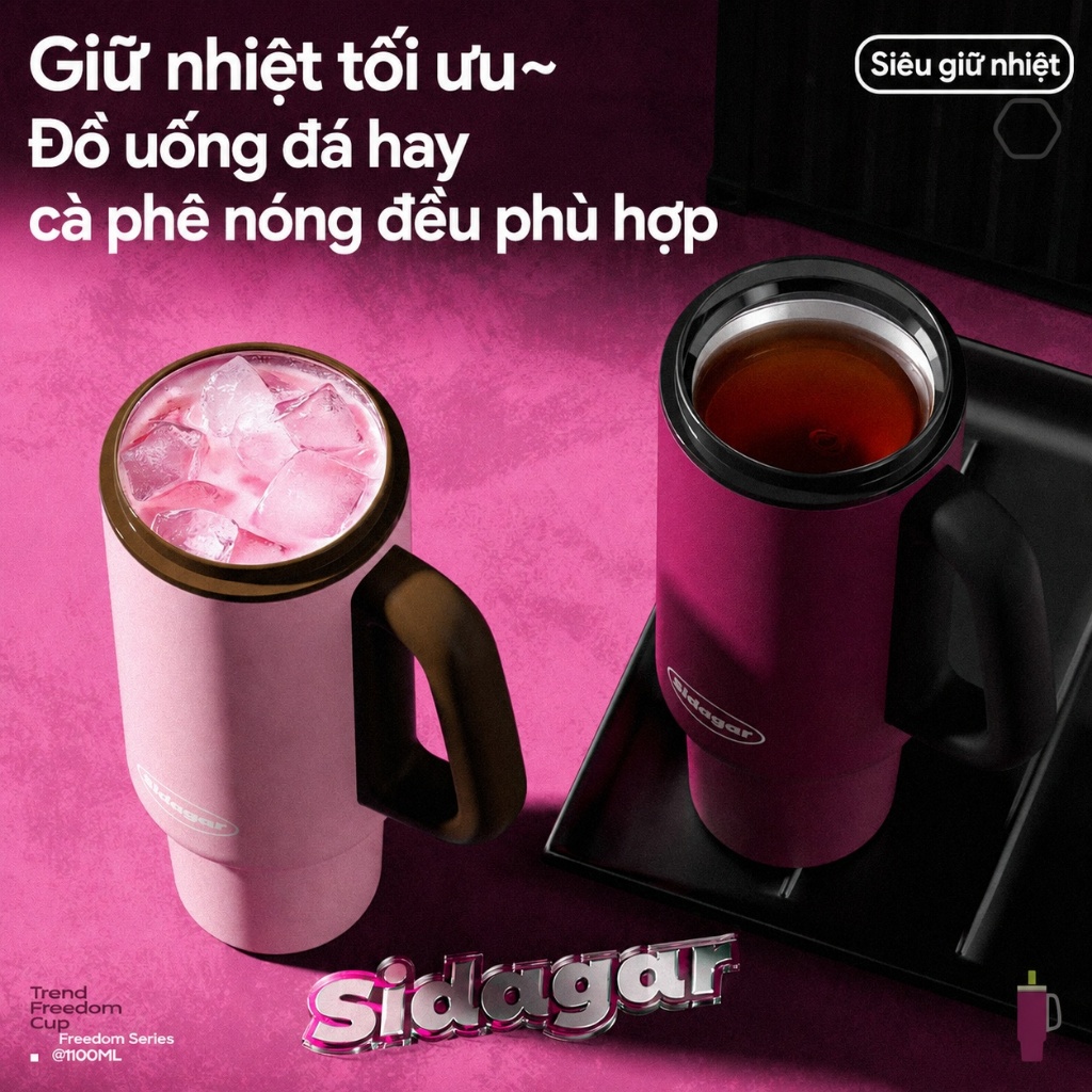 Sidagar 1100ML Đồ gốm bên trong Nắp có thể mở bằng một tay Xử lý thiết kế, thuận tiện để thực hiện khi đi ra ngoài | BigBuy360 - bigbuy360.vn