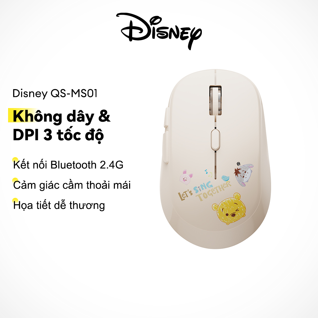 Chuột không dây Disney QS-MS01 Bluetooth 2.4G 3 tốc độ DPI Kết nối ổn định Tay cầm thoải mái Họa tiết dễ thương