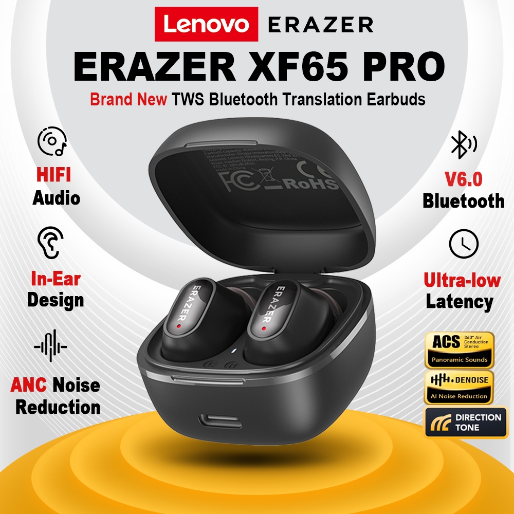 ERAZER XF65 PRO AI Tai nghe dịch thuật Mới Tai Nghe Bluetooth V6.0 Tai Nghe Không Dây HIFI Gọi ANC Chơi Game Độ trễ Thấp | BigBuy360 - bigbuy360.vn