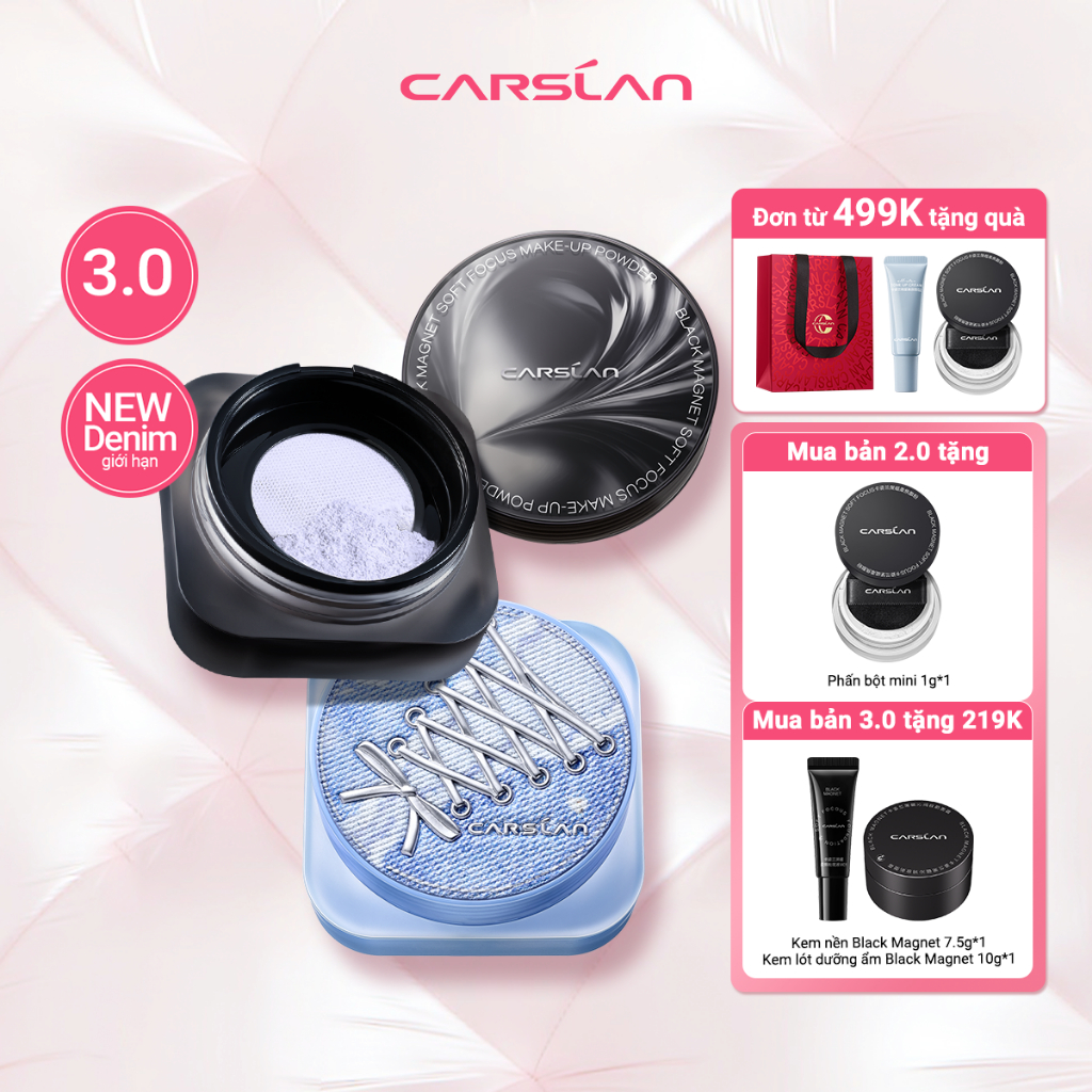 Phấn phủ bột Black Magnet 2.0&3.0 kiềm soát dầu suốt ngày dài nam châm màu đen Carslan 8g
