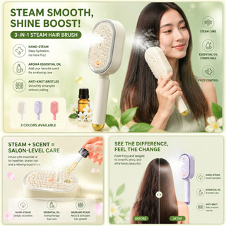 Bàn chải tóc bằng hơi nước điện Lược Massage & Chức năng phun sương Đồng thời Công nghệ Ion mạnh hơn Ít vỡ Không có cặn