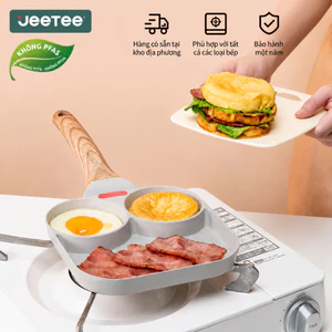 JEETEE Chảo chiên trứng 3 trong 1 bằng hợp kim nhôm ngăn chống dính đa năng dùng làm bữa sáng cho nhà bếp