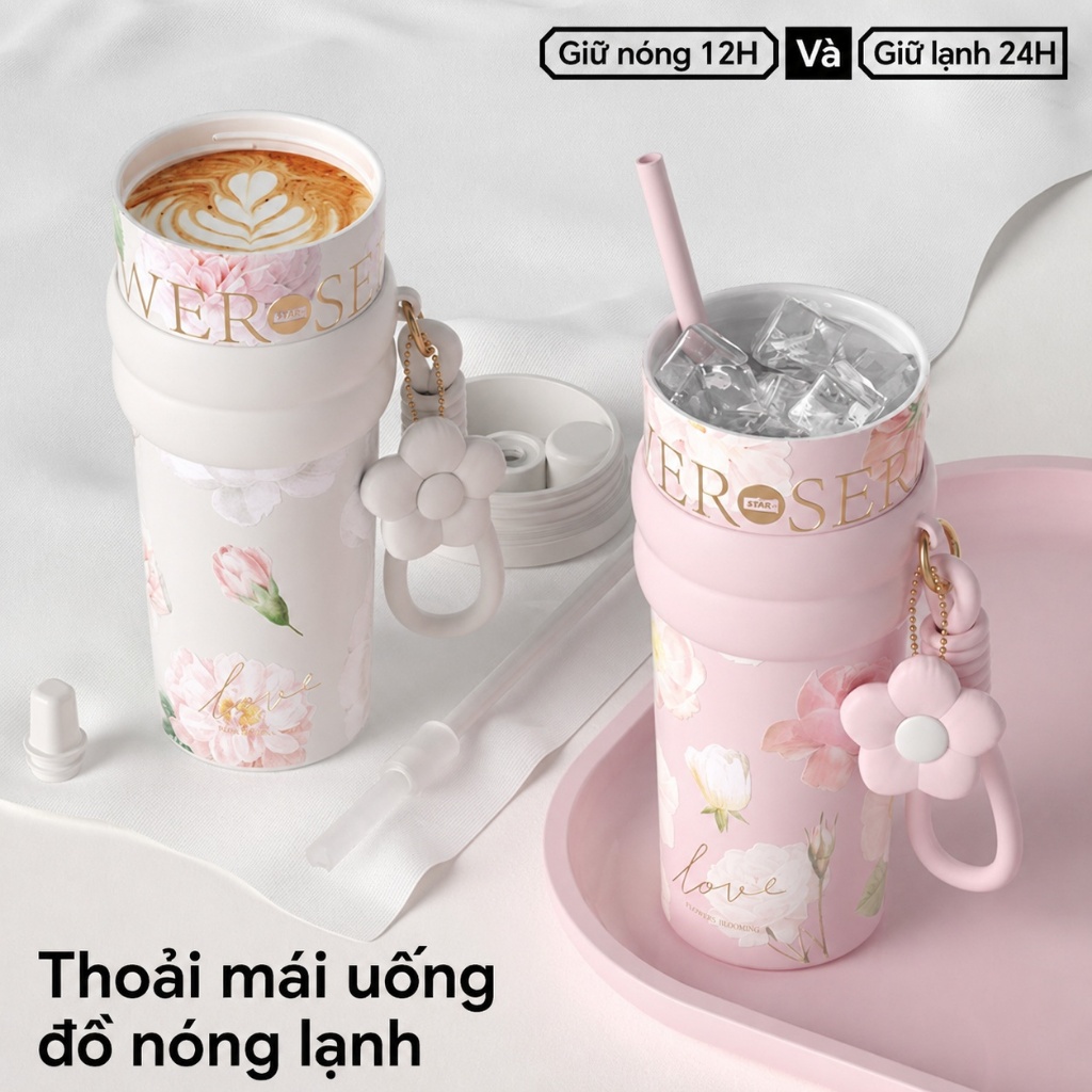 Sidagar 710ml Đồ gốm bên trong Chai nước nóng Được đi kèm ống hút, có thể dùng ngay lập tức | BigBuy360 - bigbuy360.vn