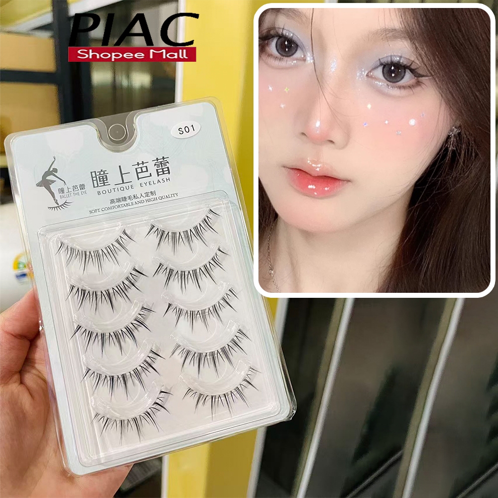 Lông mi giả thời trang PIAC 5 cặp gân trong tự nhiên mềm nhẹ chất lượng cao sợi mi mềm mượt tự nhiên