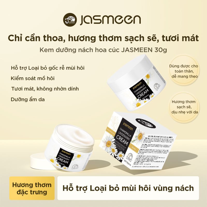 Kem Dưỡng Nách Hoa Cúc JASMEEN Dưỡng Trắng Nách Giảm Thâm Nách Khuỷu Tay Đầu Gối Dưỡng Ẩm
