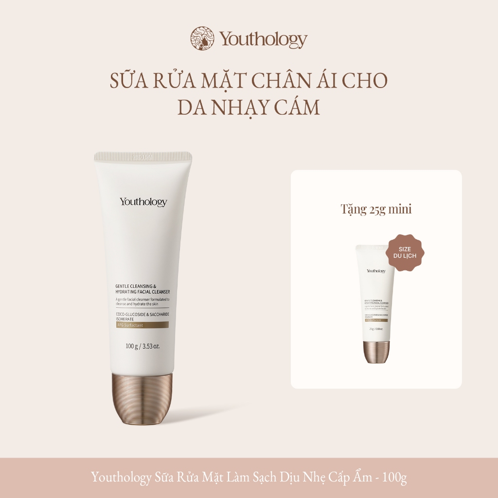 Youthology Sữa Rửa Mặt APG Không Bọt 100g Làm Sạch Dịu Nhẹ Cấp Ẩm Không Khô Căng Cho Da Nhạy Cảm