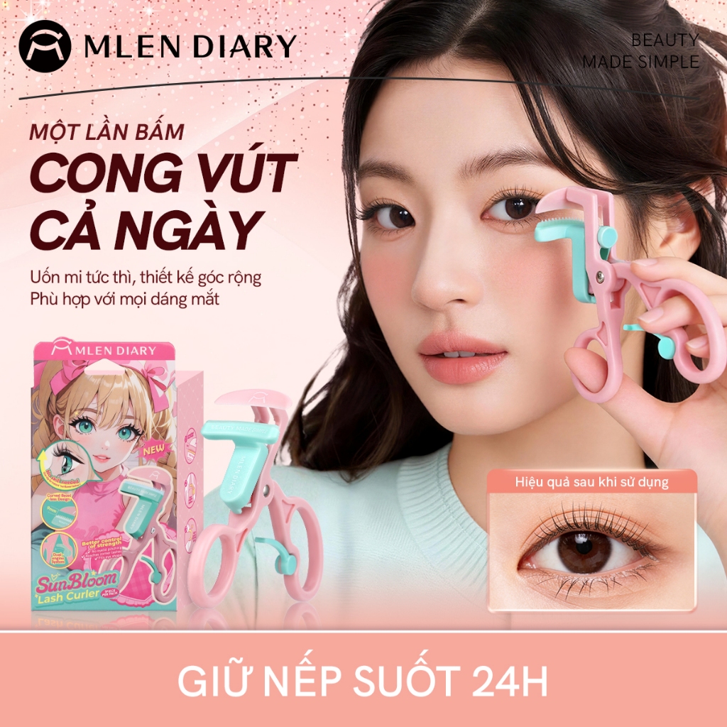MLEN DIARY Kẹp Bấm Mi Hoa Hướng Dương - Miếng Điệm Silicone Mềm Không Gây Đứt Gãy Mi, Không Gây Hại Cho Mắt, Thiết Kế Ôm Sát Phù Hợp Mọi Dáng Mắt