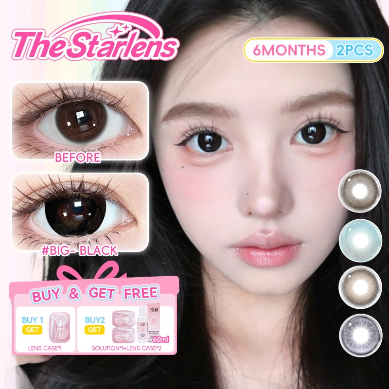 Kính áp tròng Starlens, 1 cặp 6 tháng, DIA14.-14.5mm, mắt búp bê, có độ (0-8), kính áp tròng màu đen lớn