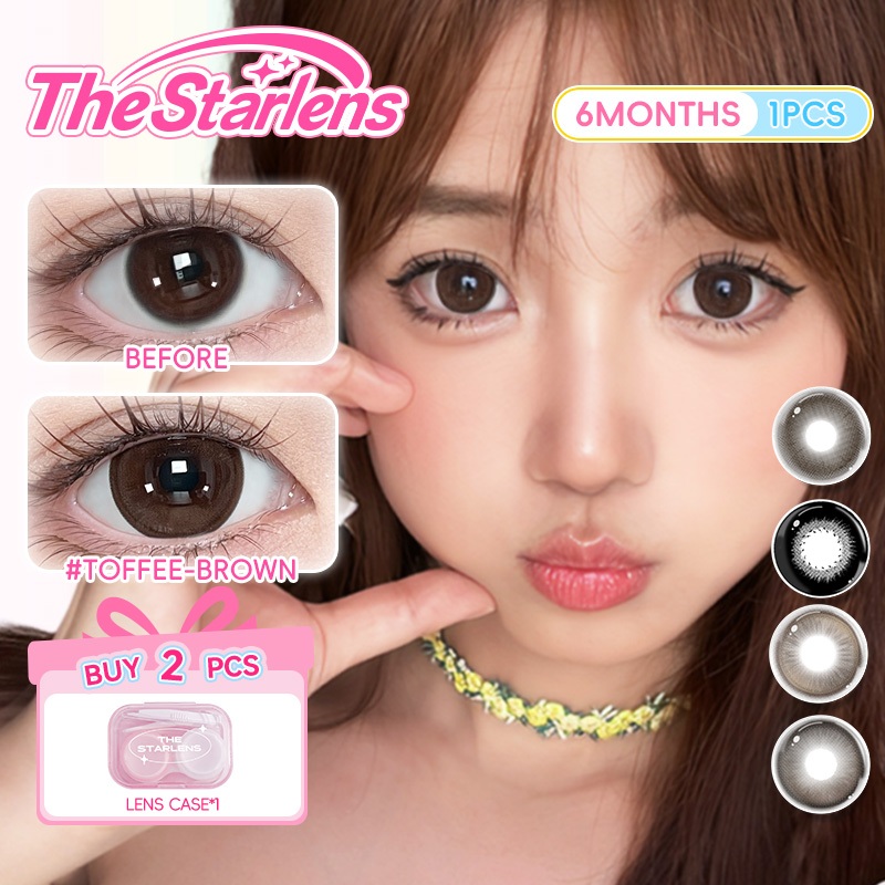 Kính áp tròng Starlens 1 CHIẾC DIA14.5mm Nâu / Xám / Đen Ống kính tiếp xúc được phân loại 0.0-8.0 trong 6 tháng Đã qua sử dụng