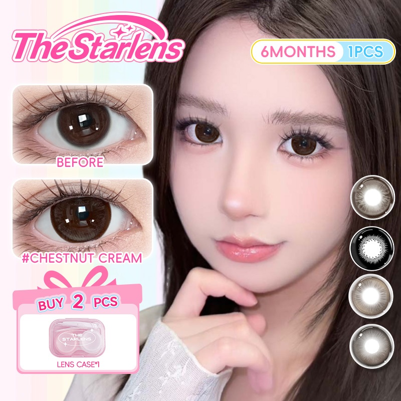 Kính áp tròng Starlens 1 CHIẾC DIA14.5mm Ống kính tiếp xúc màu nâu được phân loại 0.0-8.0 trong 6 tháng Sử dụng màu bán chạy
