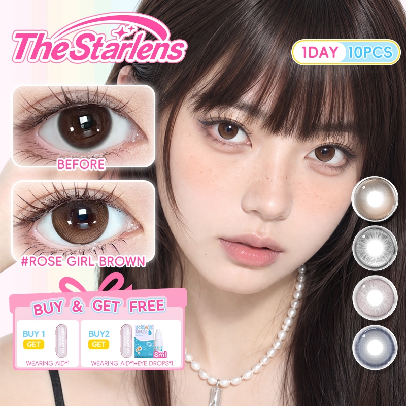 Kính áp tròng The Starlens lens 1 ngày Nâu/Xám 10 chiếc, Đường kính 14.2/14.5mm Mắt búp bê có độ (0-8)
