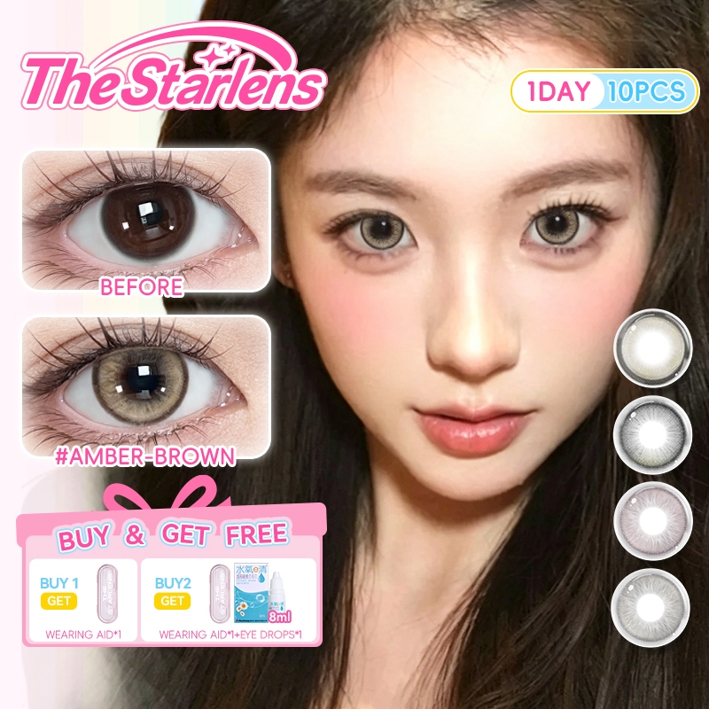 Kính áp tròng The Starlens lens 1 ngày 10 cái Thiết kế dễ thương Đường kính 14.2-14.5mm có độ (0-8)