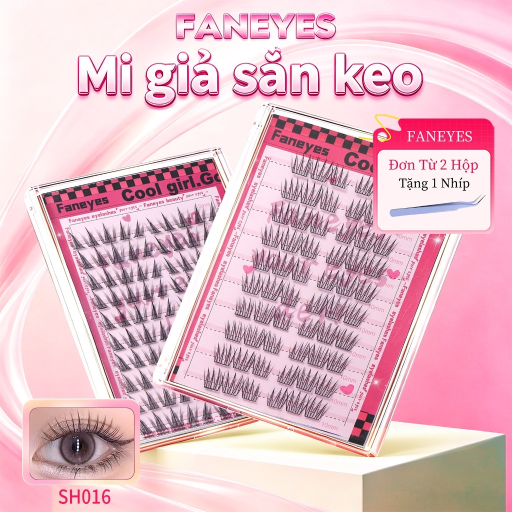 Mi giả sẵn keo  Tự dính, kiểu đơn cụm không khí bền vững chắc chắn, dành cho người tay vụng dễ dùng cho đi làm hàng ngày với trang điểm giả tự nhiên