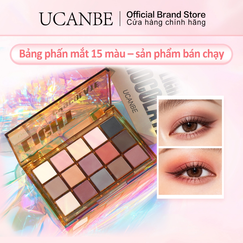 UCANBE 15 Màu Hoa Hồng Sô Cô La Nâu Xám Bảng Phấn Mắt Shimmer Matte Powder