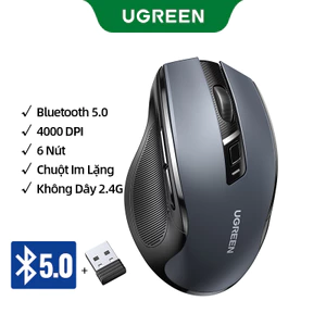 Chuột không dây UGREEN 6 nút bấm 5 cấp độ DPI 4000DPI 2.4G thích hợp cho máy tính / Mac / Linux / Laptop