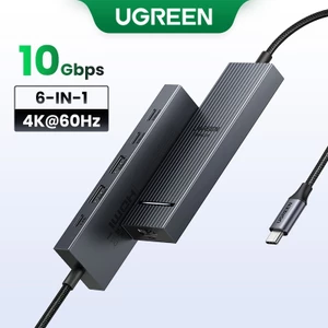 Ugreen 4K60hz 6-IN-1USB-C Trạm Docking đa chức năng USB3.2 Gen2 10Gbps cho iPad Air M2 11 "13 '' 2024 MacBook Pro M3 M2 M1 M4 MacBook Air M3 M2 M1 M4 HDMI + 2xUSB-A 3.2 + 2xUSB-C