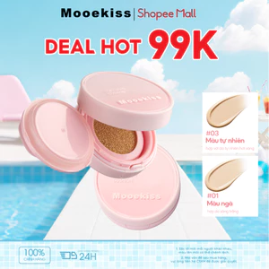 Kem dưỡng ẩm đệm Mooekiss phù hợp cho cả da dầu và khô, cung cấp độ che phủ lâu dài, kiểm soát dầu và làm sáng da