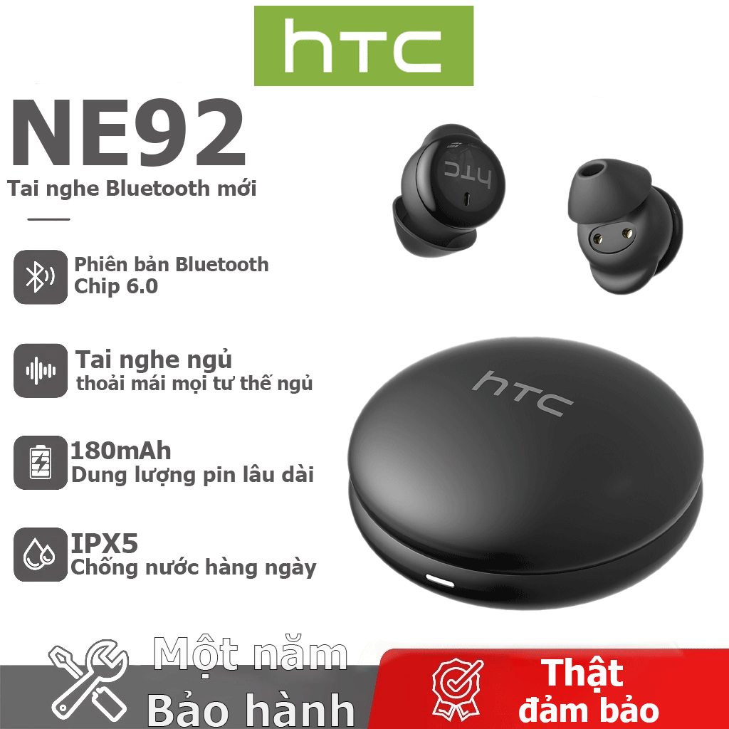 Tai nghe Bluetooth ngủ HTC NE92 Bluetooth 6.0 Chip bên ngủ thoải mái trong tai Hỗ trợ giấc ngủ Tai nghe không dây Trò chơi có độ trễ thấp Chất lượng âm thanh HiFi 1 năm Warran | BigBuy360 - bigbuy360.vn