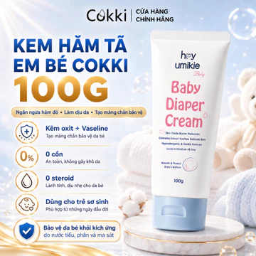 Kem Chống Hăm Cokki 100g Cho Bé | Màng Bảo Vệ Kép Oxit Kẽm & Vaseline | Hoa Trà Nhật, Lanolin, Vitamin E | Làm Dịu Mông Đỏ, Ngừa Hăm Tã | 0% Hormone, 0% Cồn | Dùng Cho Trẻ Sơ Sinh
