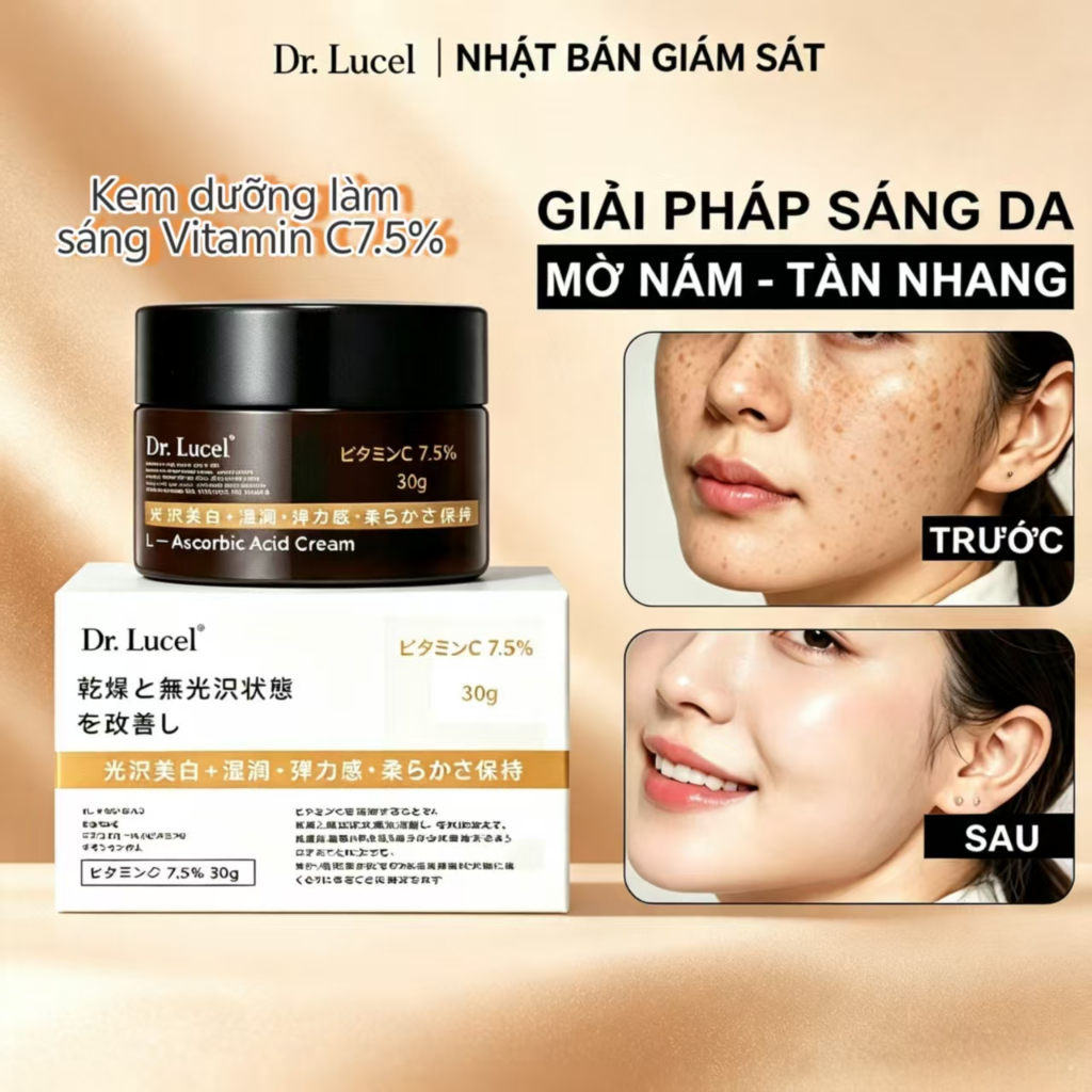 DR.Lucel Kem Làm Sáng Da Vitamin C 30g Cải thiện làn da thô ráp làm mờ vết thâm dưỡng ẩm làm sáng