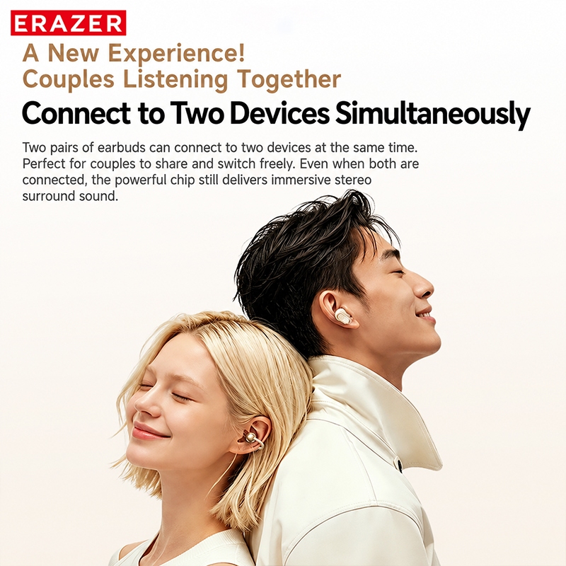 ERAZER EX216 AI Dịch Tai nghe LED Tai nghe kép Cuộc gọi HIFI Tai nghe không dây Bluetooth V6.0 với nhiều chế độ EQ | BigBuy360 - bigbuy360.vn