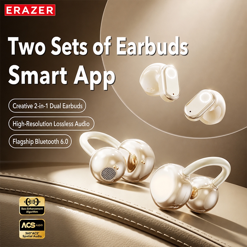 ERAZER EX216 AI Dịch Tai nghe LED Tai nghe kép Cuộc gọi HIFI Tai nghe không dây Bluetooth V6.0 với nhiều chế độ EQ | BigBuy360 - bigbuy360.vn