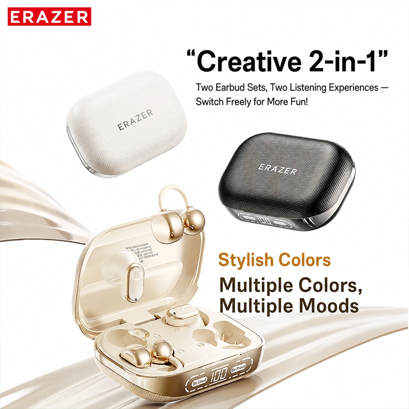 ERAZER EX216 AI Dịch Tai nghe LED Tai nghe kép Cuộc gọi HIFI Tai nghe không dây Bluetooth V6.0 với nhiều chế độ EQ | BigBuy360 - bigbuy360.vn