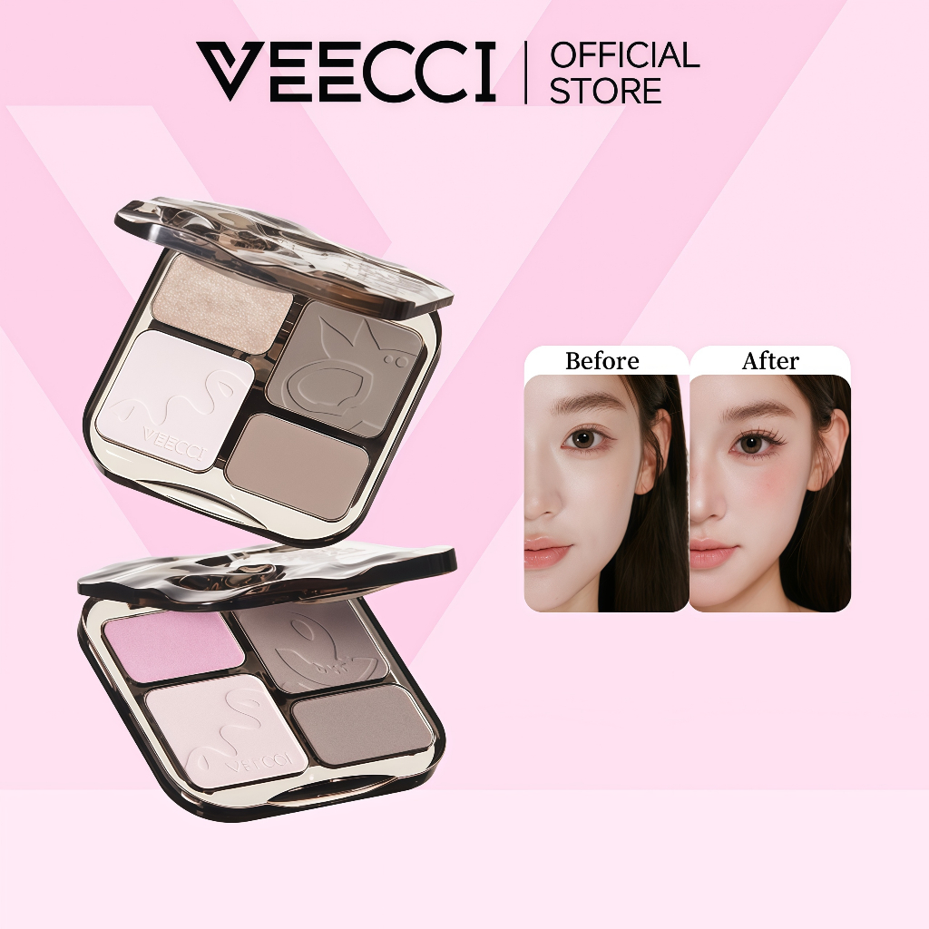 VEECCI Bảng Phấn Bắt Sáng Và Tạo Khối Tự Nhiên Lâu Trôi Chống Nước 8g