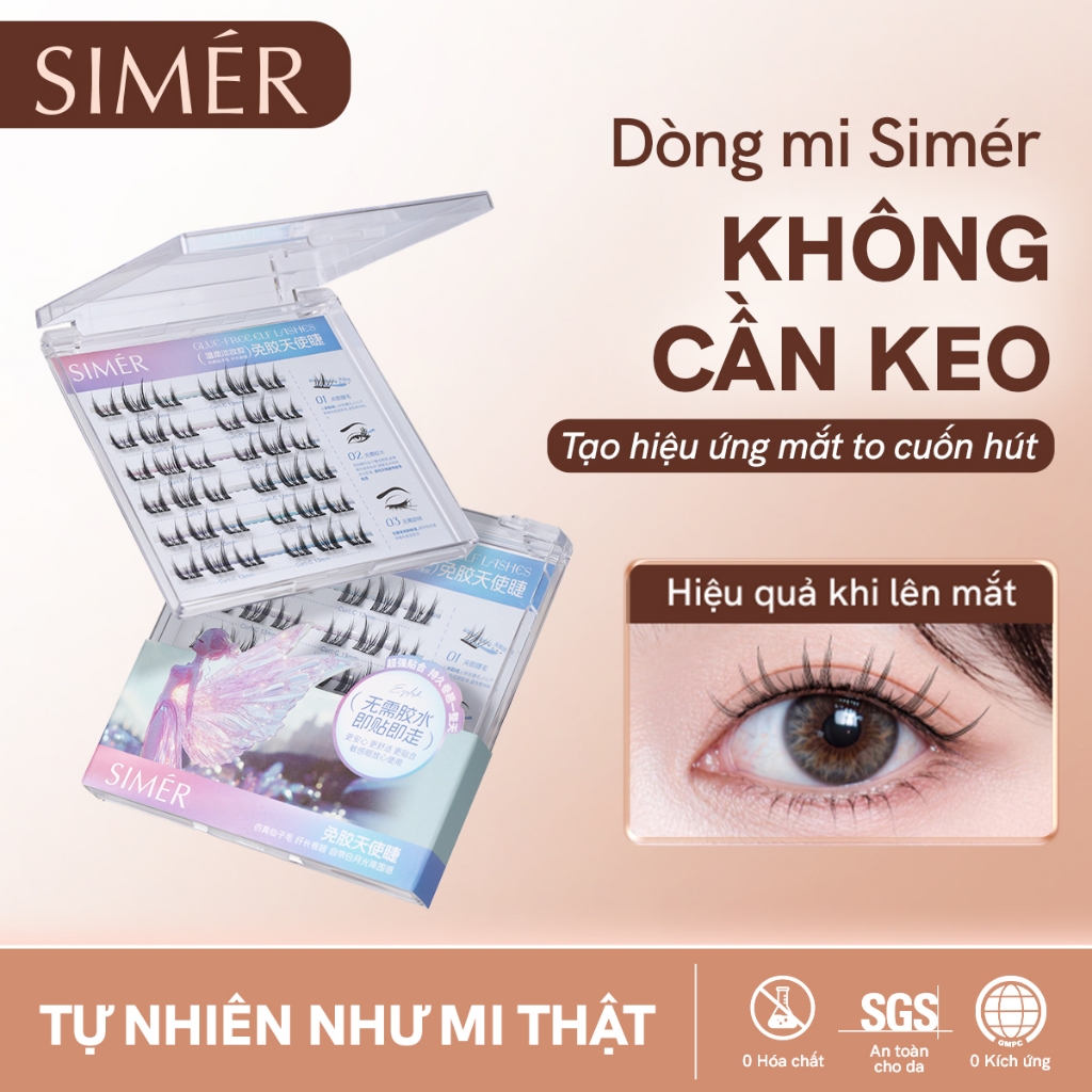 MLEN DIARY Lông Mi Giả Sẵn Keo Tự Dính SIMÉR Sợi Mi Siêu Nhẹ, Không Cộm Mắt, Tái Sử Dụng Nhiều Lần