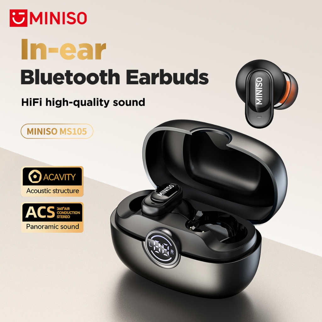 MINISO MS105 LED Tai nghe dịch thuật AI MINI Tai nghe Bluetooth không dây 6.0 HIFI Âm thanh ENC Tai nghe thể thao Thời lượng pin lên đến 72 giờ