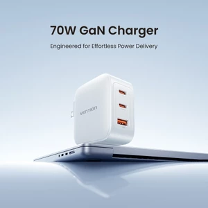 Bộ Sạc GaN 70W Siêu Nhỏ Gọn, 3 Cổng USB (2 C + 1 A)