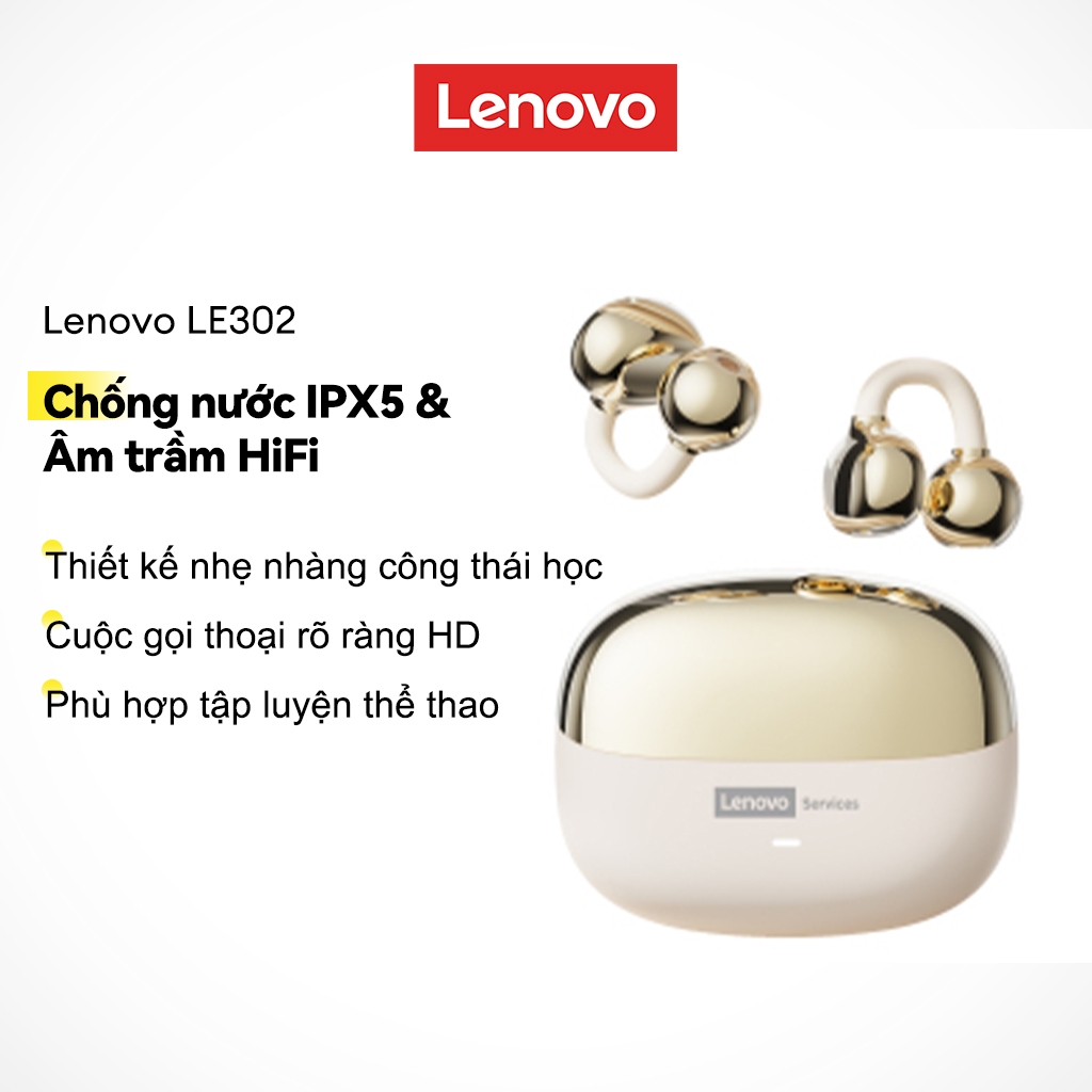 Tai nghe Bluetooth Lenovo LE302 IPX5 Chất lượng âm thanh HIFI chống nước Thoải mái khi tập thể dục với âm thanh nổi âm trầm sâu và cuộc gọi trong suốt HD cộng với tiện dụng Nhẹ vừa vặn