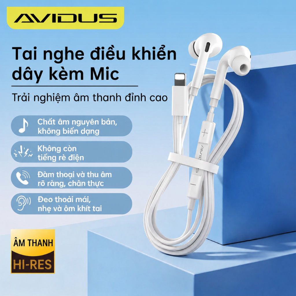 AVIDUS K10 K11 Giao diện Tai nghe SEMI-Ear có dây tích hợp micrô & Bộ điều khiển âm lượng cho điện thoại thông minh