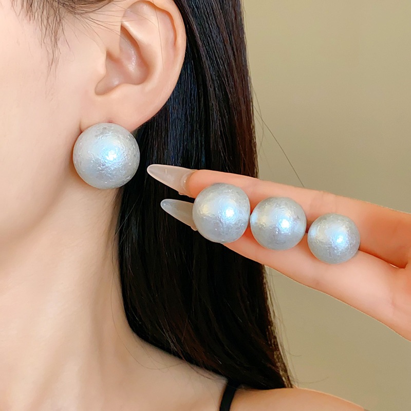 Bông tai ngọc trai tròn cotton cao cấp nhẹ nhàng sang trọng thiết kế thích hợp bông tai retro Phụ kiện đa năng