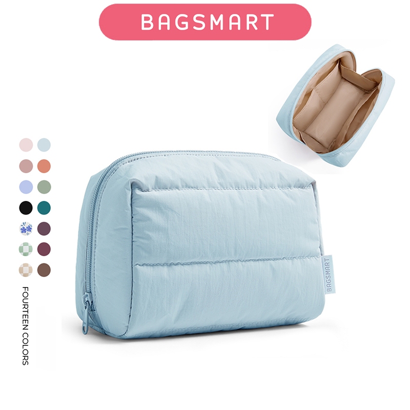 BAGSMART Túi Trang Điểm Du Lịch Túi Đựng Mỹ Phẩm Mở Rộng Túi Phồng Có Đệm Trang Điểm Tổ Chức Ví Essentials Đồ Vệ Sinh Phụ Kiện