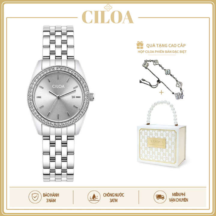 CILOA đồng hồ nữ đồng hồ đôi đồng hồ đính đá đồng hồ dây thép đồng hồ nam nữ đồng hồ quartz đồnghồ nữ chống nước-602