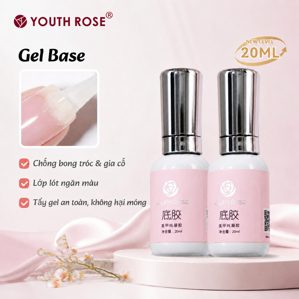 YouthRose 20ml Base Gel Keo nền móng tay Sơn Gel chuyên nghiệp Chống bong tróc Bền màu