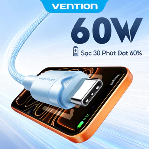 Vention Cáp Type-C PD60W  USB 2.0 Dữ liệu sạc nhanh Hợp kim nhôm Type-C Nam sang Type-C Nam cho Iphone 16