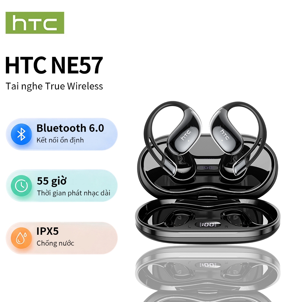 Tai nghe HTC NE57 với bản dịch thời gian thực 134 ngôn ngữ, pin 24H, chống nước IPX5 và âm thanh Hi-Fi | BigBuy360 - bigbuy360.vn