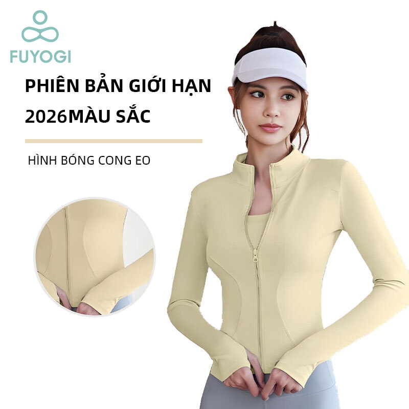 Áo khoác thể thao FUYOGI dây kéo dài tay, khô nhanh và thoáng khí, phù hợp cho yoga và các hoạt động ngoài trời
