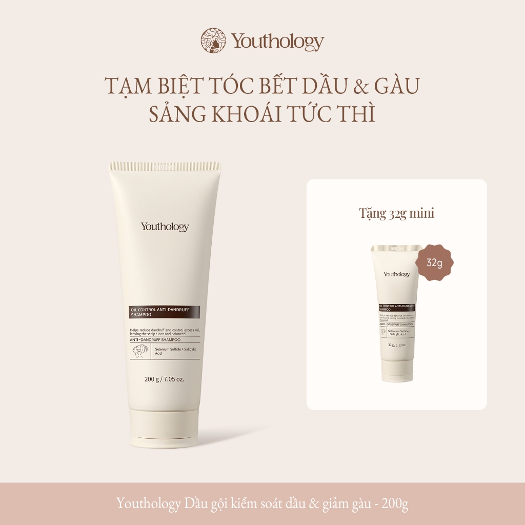 Youthology Refreshing Dầu Gội Trị Gàu 200g Selenium Disulfide Giảm Gàu, Kiểm Soát Dầu Da Đầu, Hương Thơm Lâu Trôi