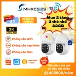 MHXCEES Camera 4G năng lượng mặt trời ngoài trời, không WiFi, xoay 360° 2K – Bộ 2 camera — ảnh 1