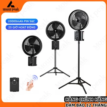 Quạt đối lưu tuần hoàn không khí,Quạt Sạc Tích Điện kiểu đứng-,Có điều khiển từ xa, gấp gọn,Dùng cho gia đình, văn phòng, cắm trại