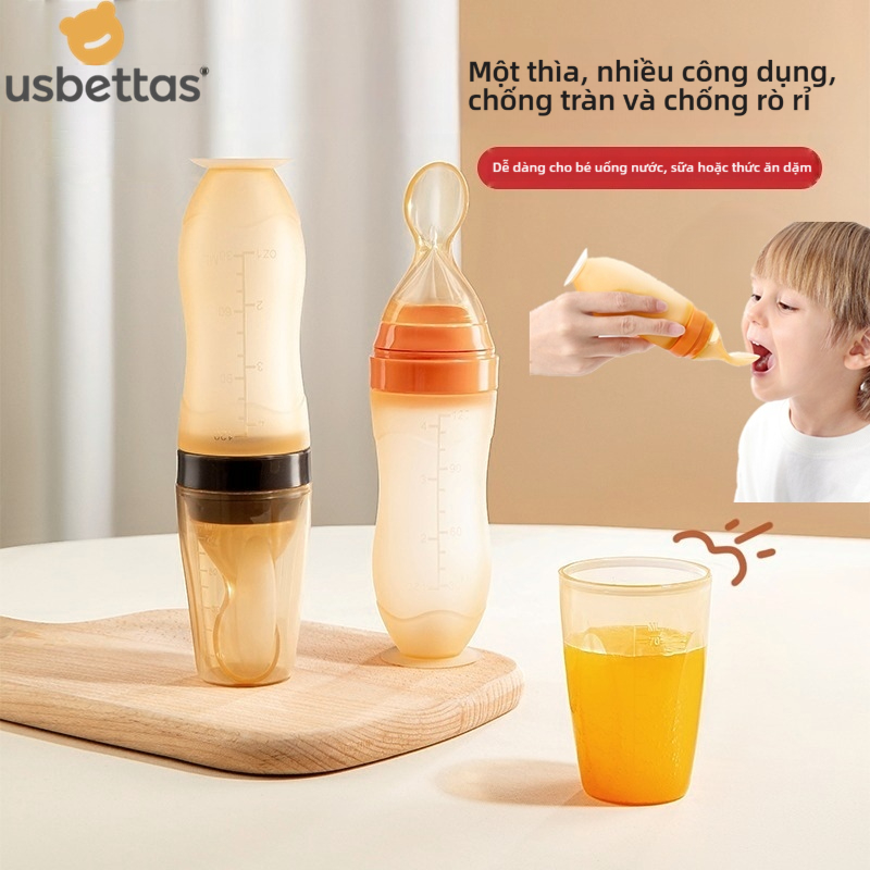 usbettas 120ml thìa Muỗng silicone cho bé ăn dặm Cơm Dán Cho Bé Thìa muỗng cho trẻ sơ sinh muỗng