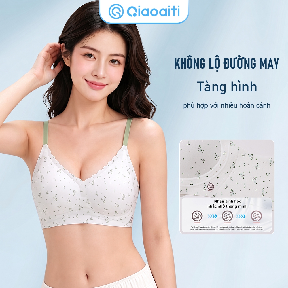 Qiaoaiti Áo ngực ren hoa ngọt ngào không gọng, nâng đẩy ngực nhỏ, chống chảy xệ, gom mỡ nách, mỏng nhẹ không đường may 8605
