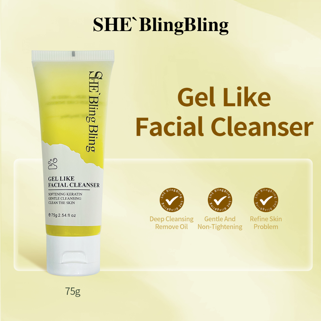 Sữa rửa mặt kết cấu SHEBlingBling Gel, thành phần tự nhiên, tẩy trang sảng khoái, nhẹ nhàng và thân thiện với da, làm sạch, dưỡng ẩm, kiểm soát dầu và làm dịu da