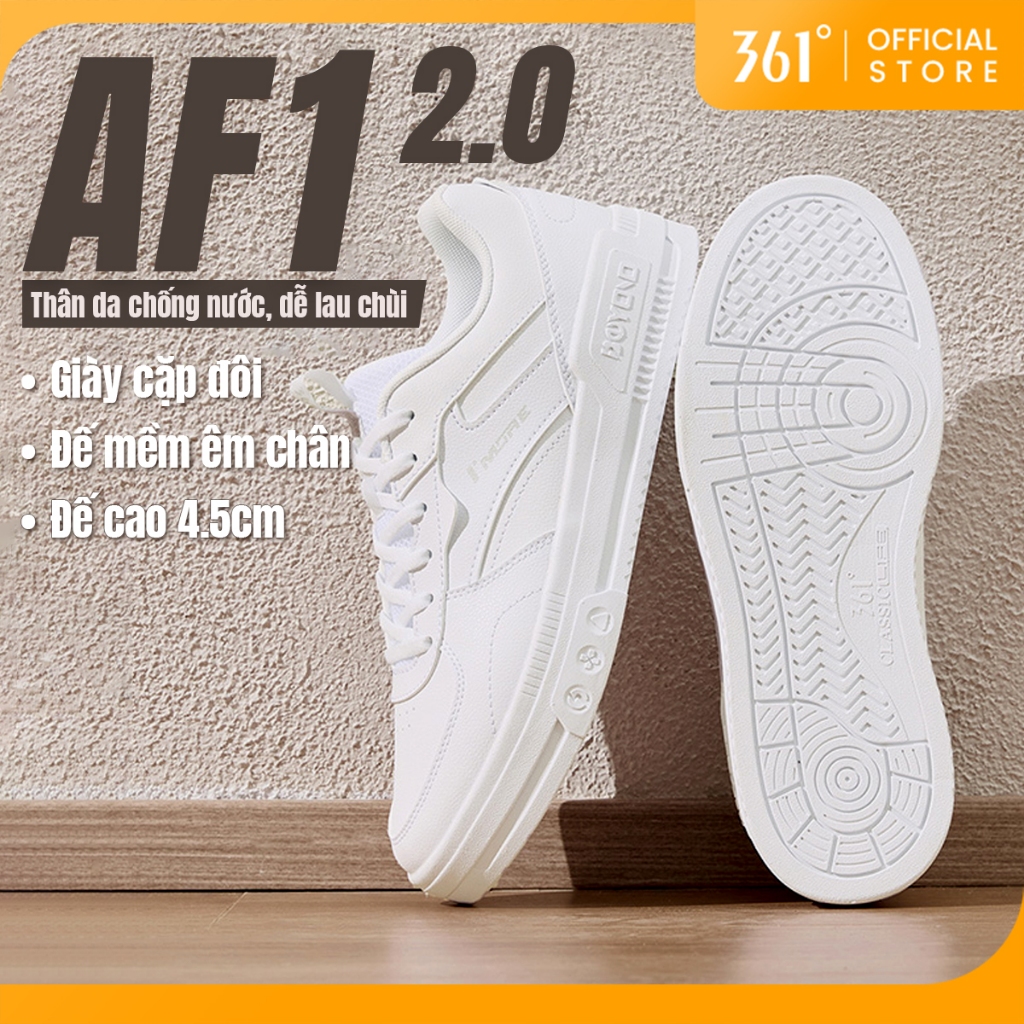 361 Độ AF1 2.0 Nam Nữ Giày Thể Thao Da Cặp Đôi Giày Thể Thao Thoải Mái 672516629