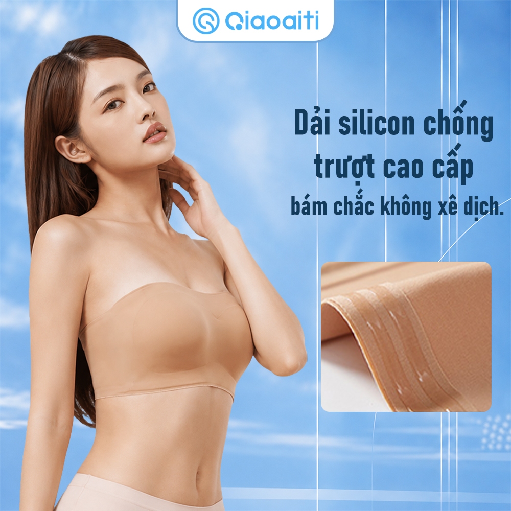 Qiaoaiti Áo Bra Quây su trơn không gọng Đệm Mỏng ôm sát mềm mịn, Áo lót không dây chống tụt không lộ viền 2382