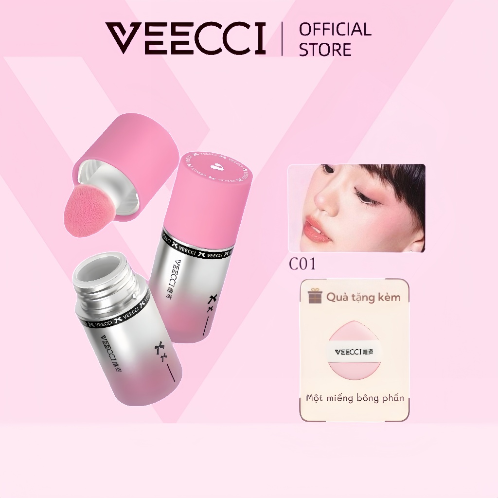 VEECCI Má Hồng Chất Lỏng Ánh Sáng Nước Trang Điểm Lâu Trôi Thiên Nhiên Bền Vững 3.5g