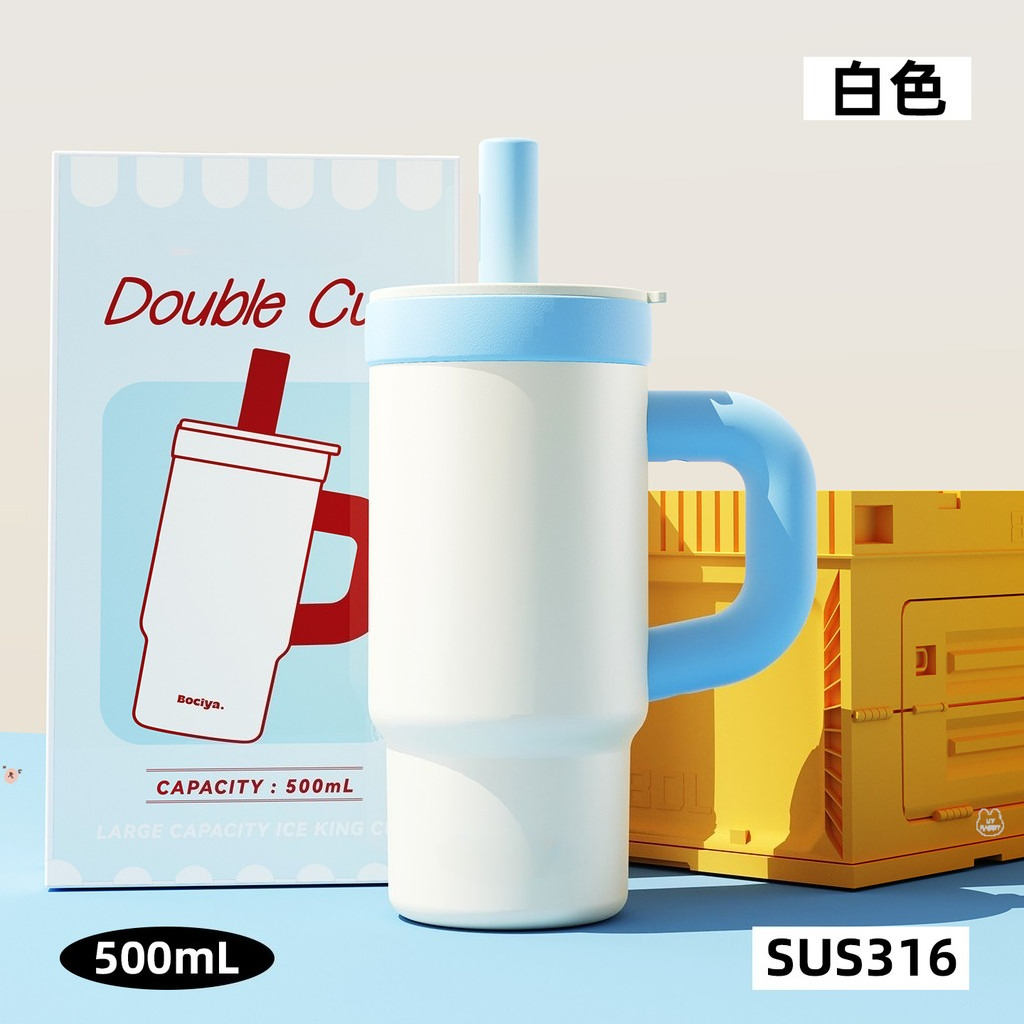 [bociya Icemaster Cup] Cốc giữ nhiệt lót thủy tinh có giá trị cao 500ML Cốc giữ nhiệt lạnh + Tay cầm di động cho bé gái Mùa hè | BigBuy360 - bigbuy360.vn